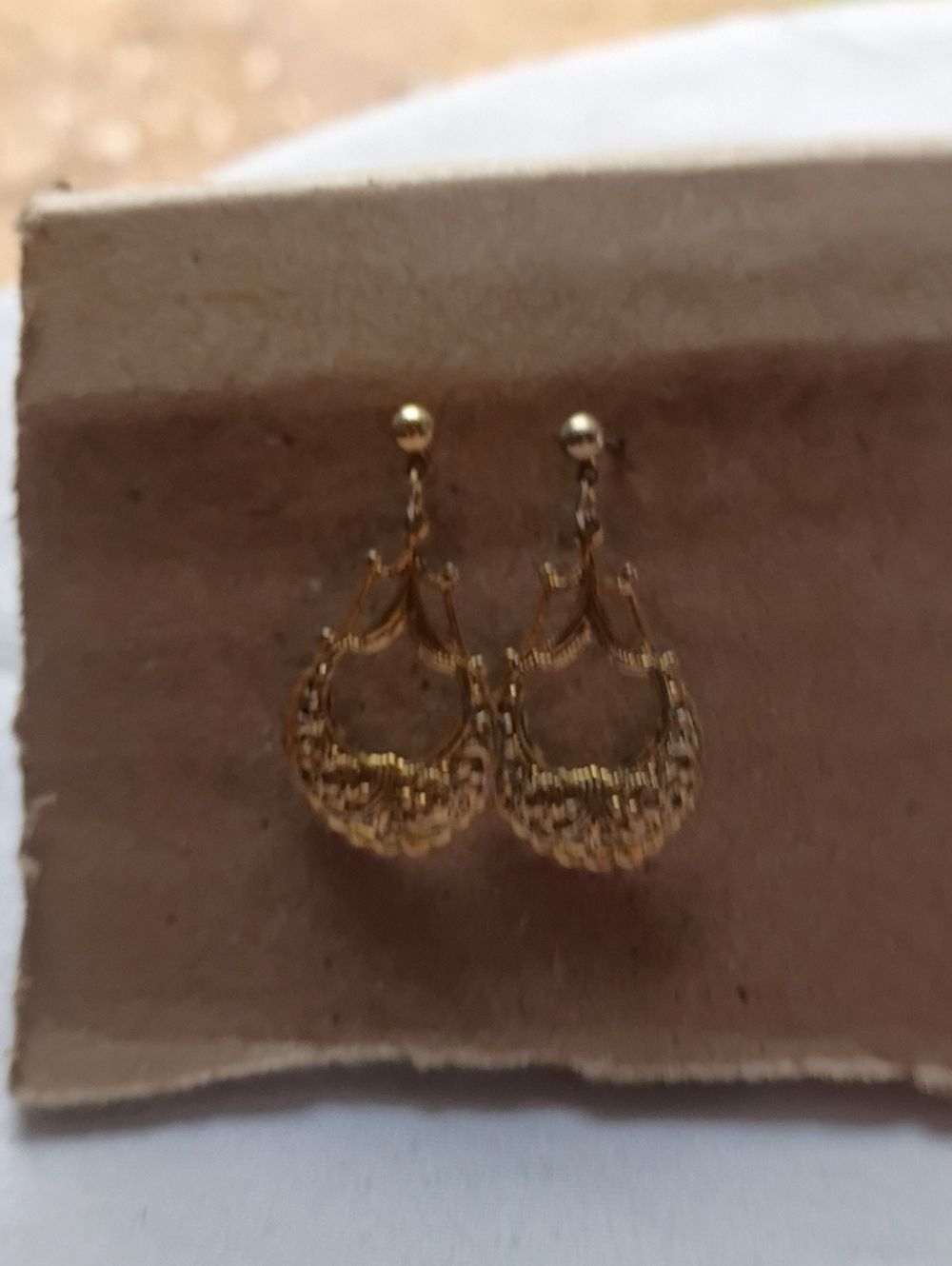 Delicate Gold Filigree Drop Earrings - Women Jewelry